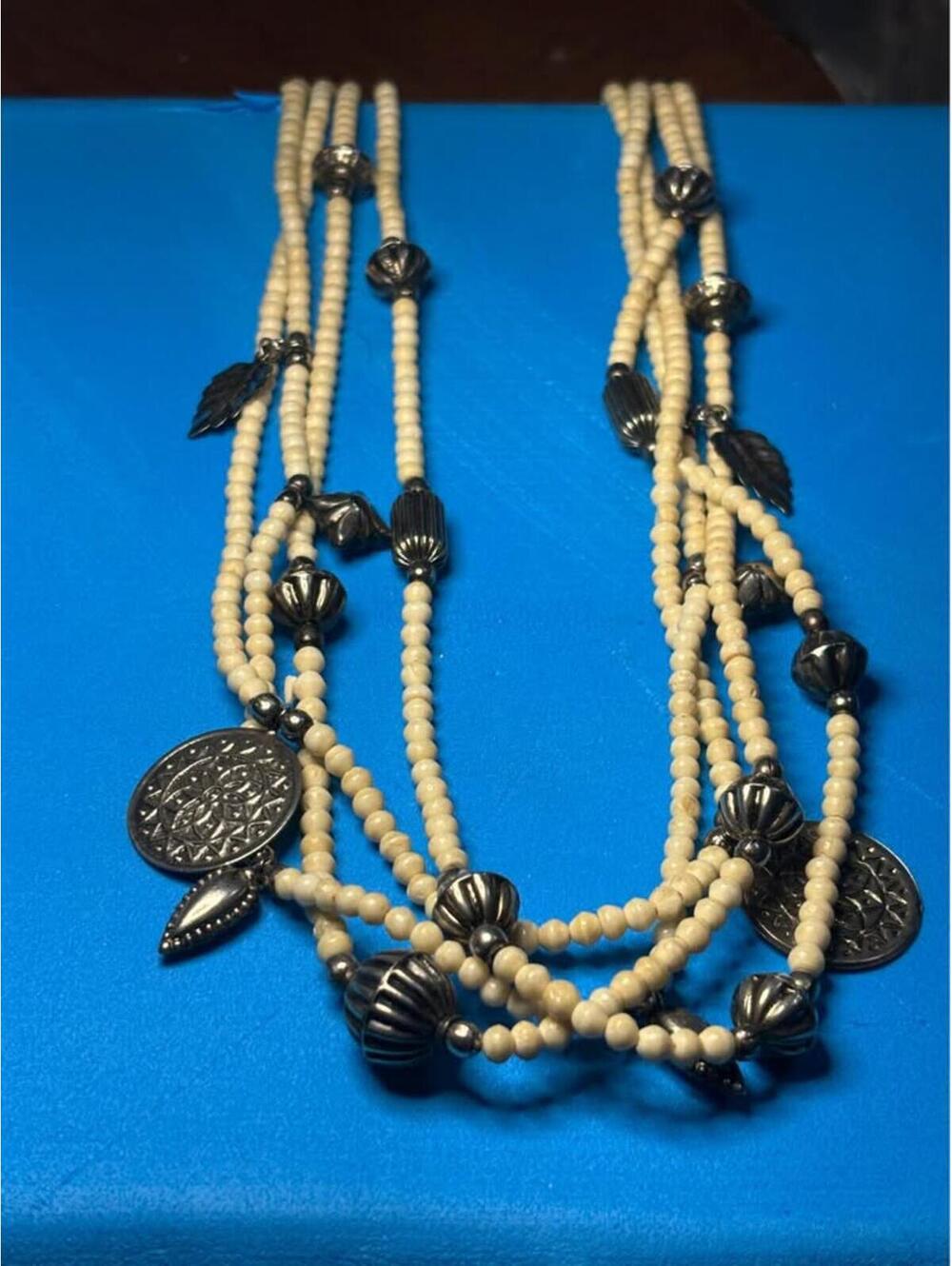 Boho Cream Beaded Multi-Strand Necklace